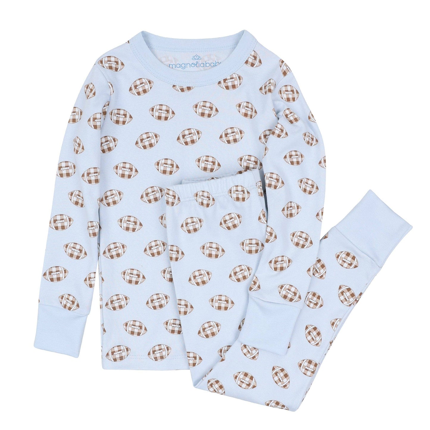 Tiny Tailgater Long Pajamas - Light Blue Magnolia Baby