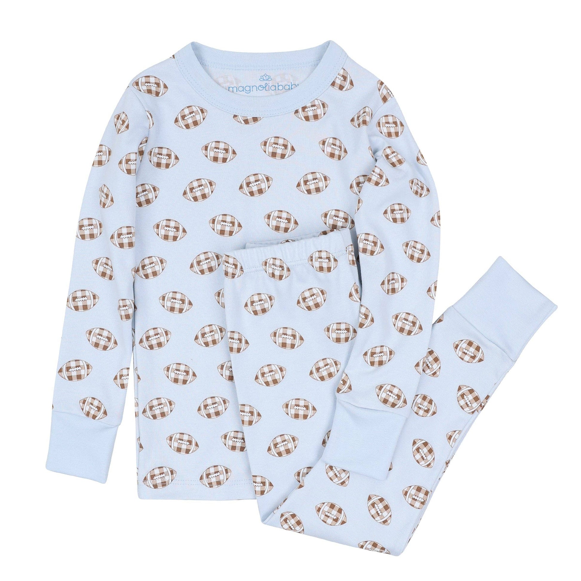 Tiny Tailgater Long Pajamas - Light Blue Magnolia Baby