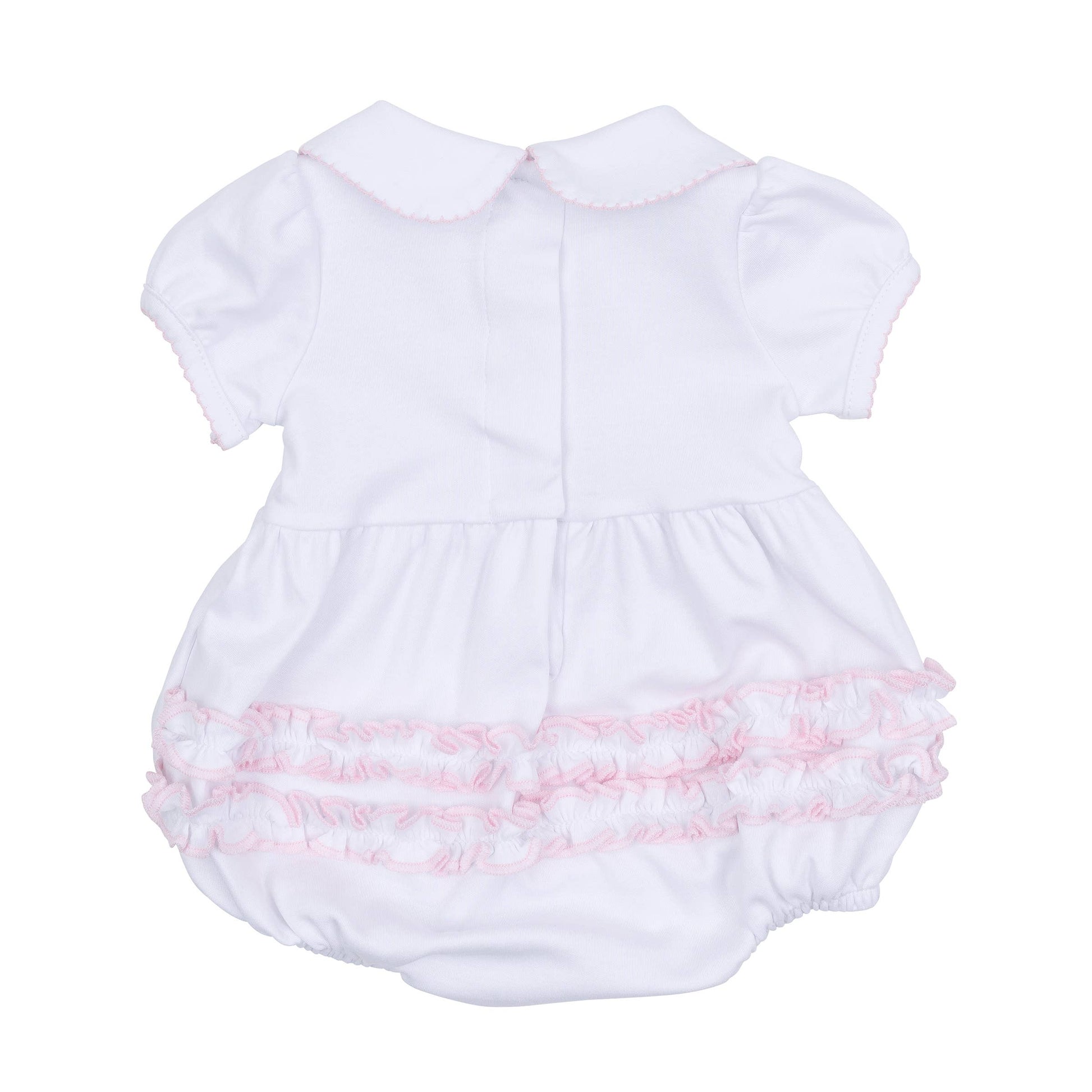 Essentials Solid Collared Ruffle Bubble - White Pink Magnolia Baby