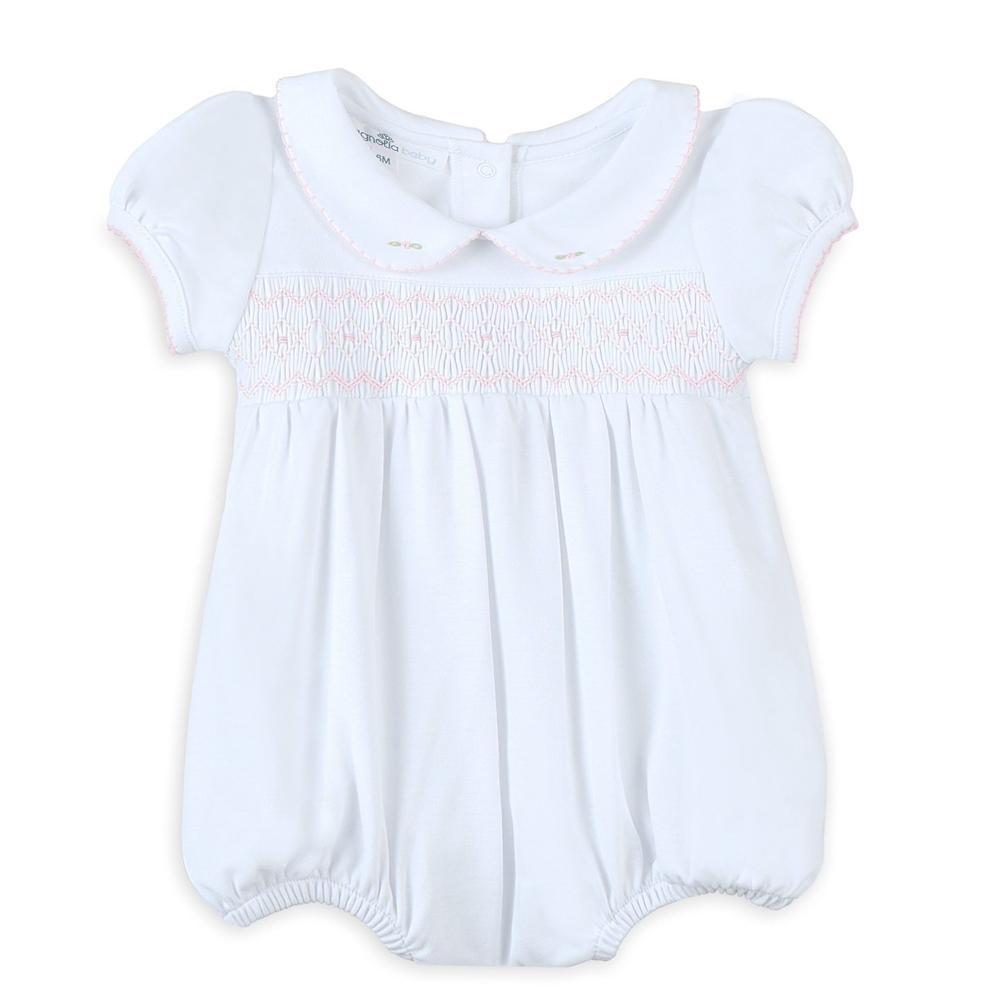 Lizzie's Classics Smocked Short Sleeve Bubble - Pink Magnolia Baby