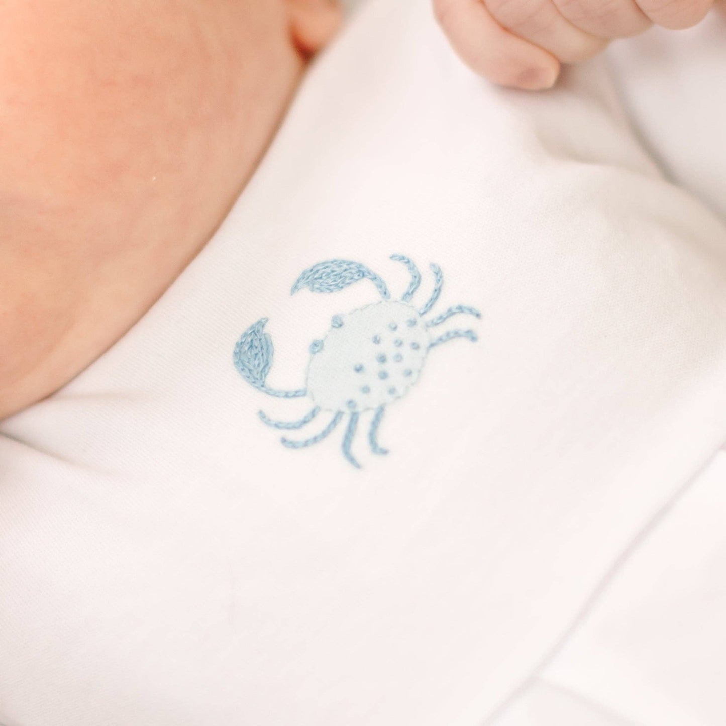Little Crawlers Embroidered Bubble - Light Blue Magnolia Baby