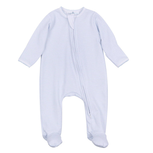 Mini Stripes Zip Footie - Light Blue Magnolia Baby