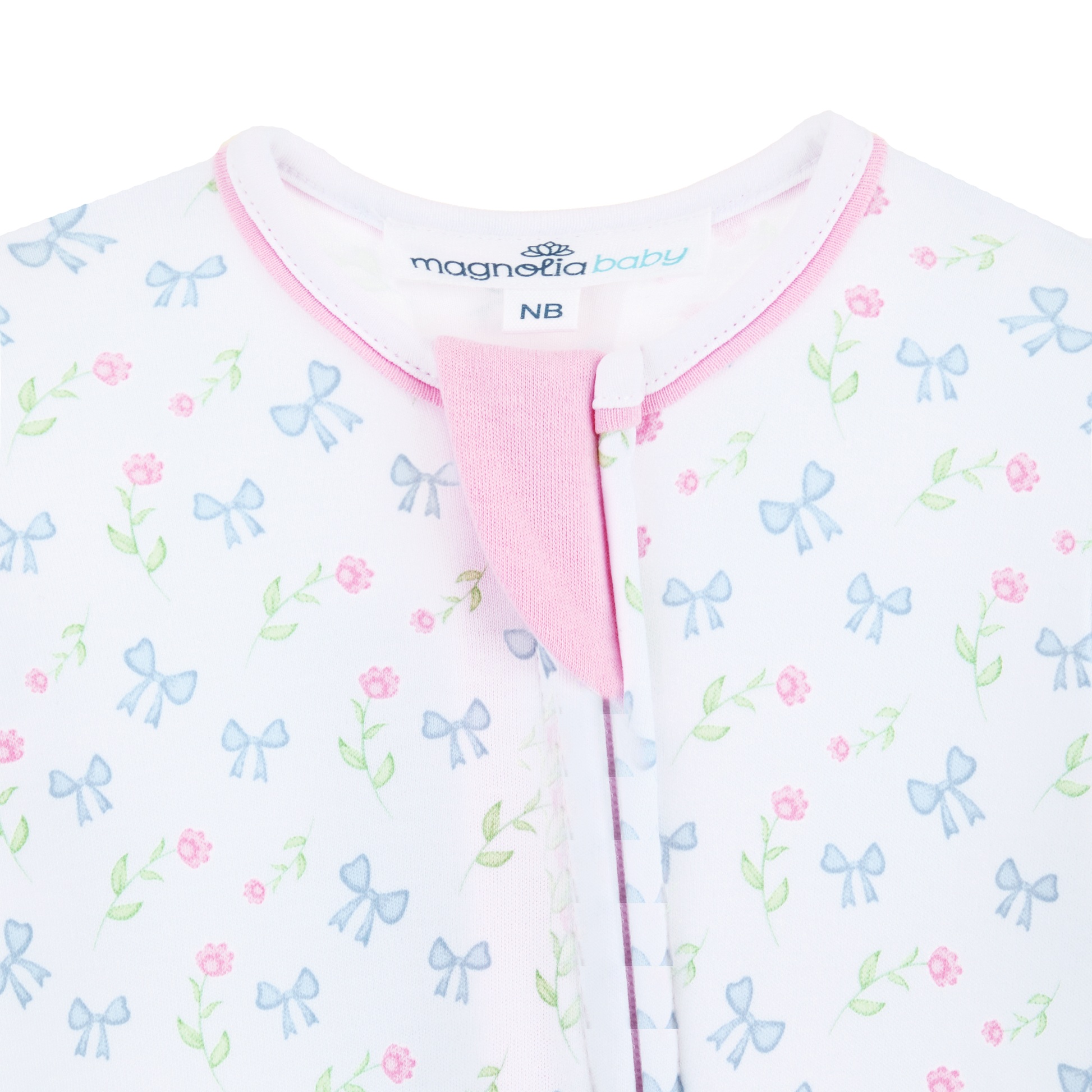 Evelyn's Classics Print Zip Footie Magnolia Baby