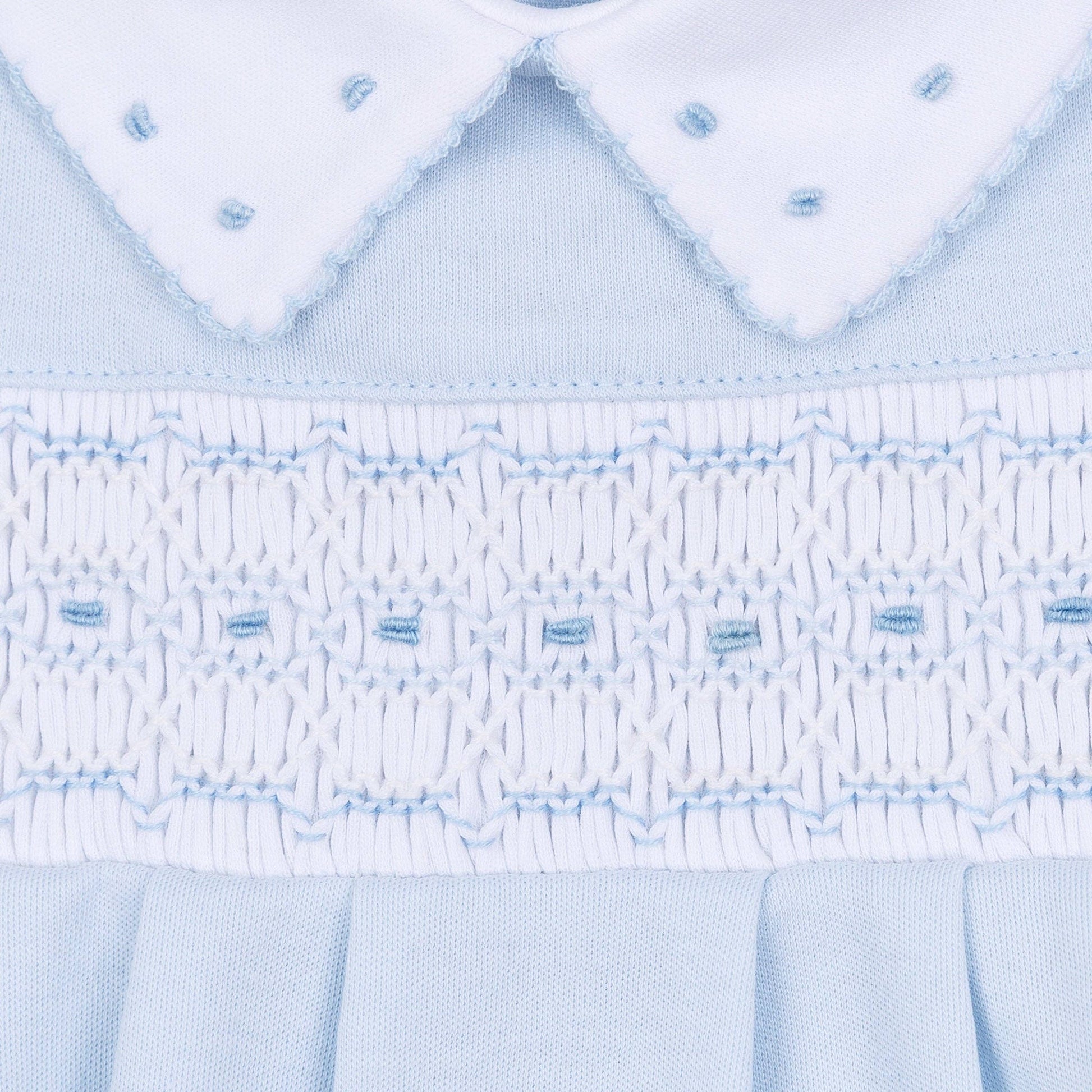 Landry Smocked Bubble - Light Blue Magnolia Baby