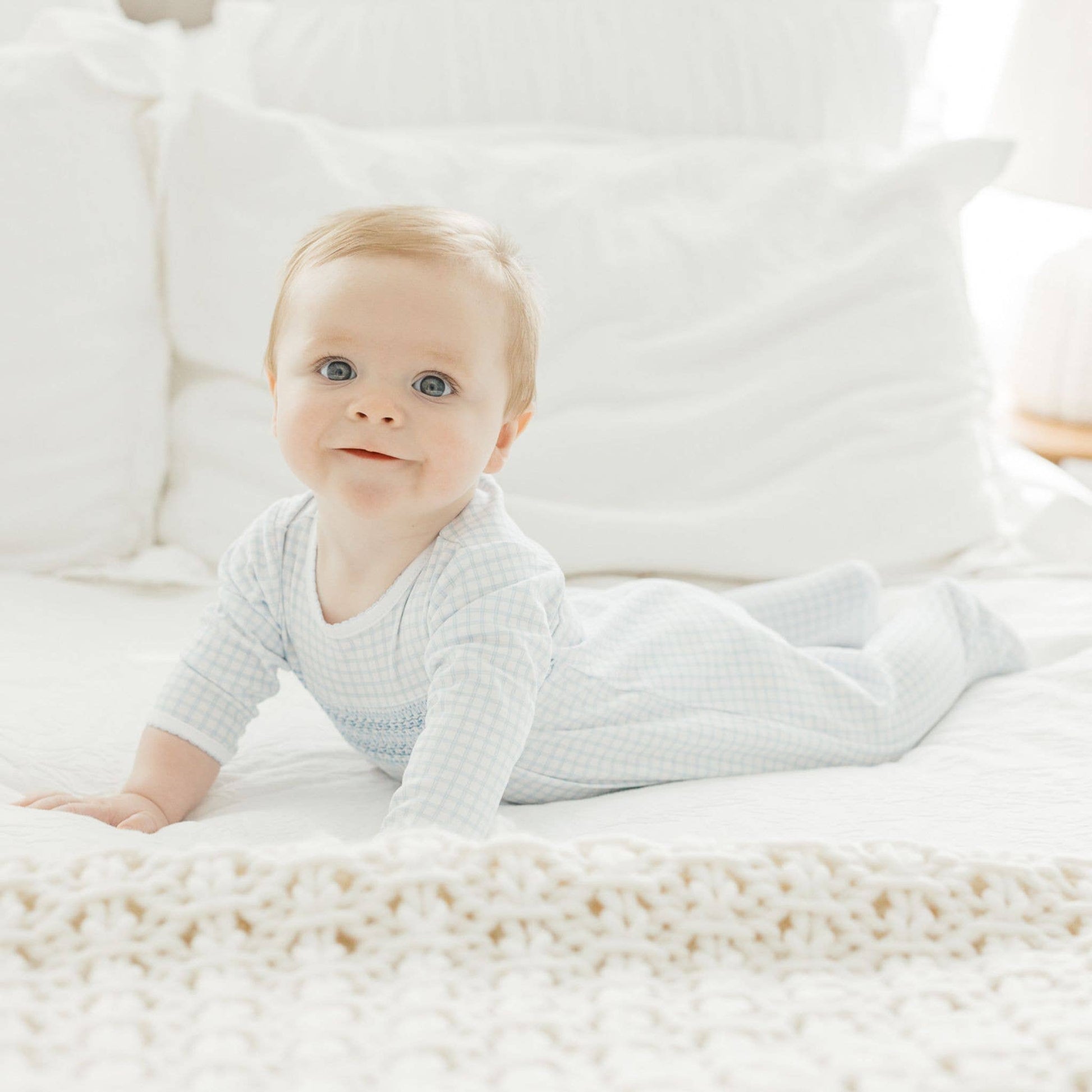 Blue Whispers Smocked Footie Magnolia Baby
