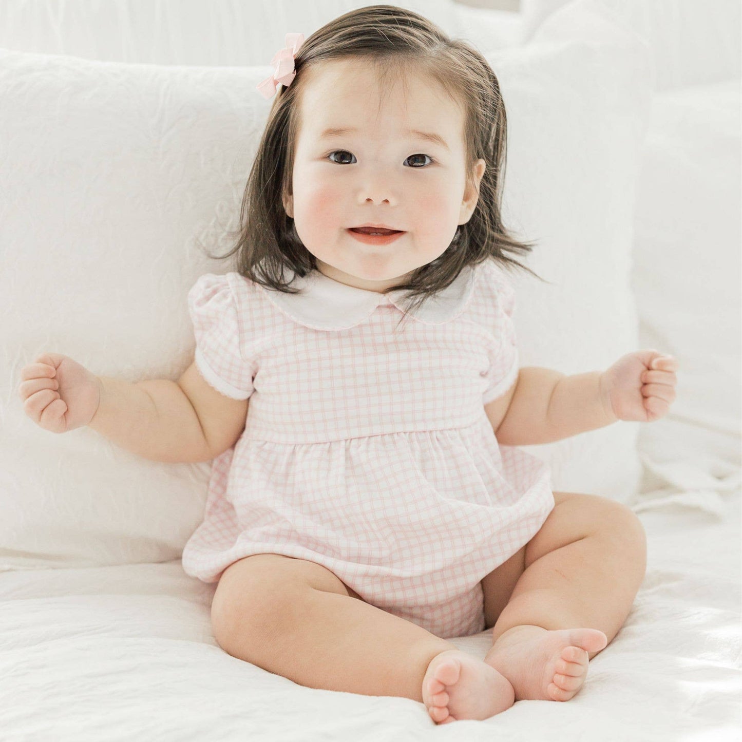 Peek-A-Boo Wishes Collared Bubble - Pink Magnolia Baby