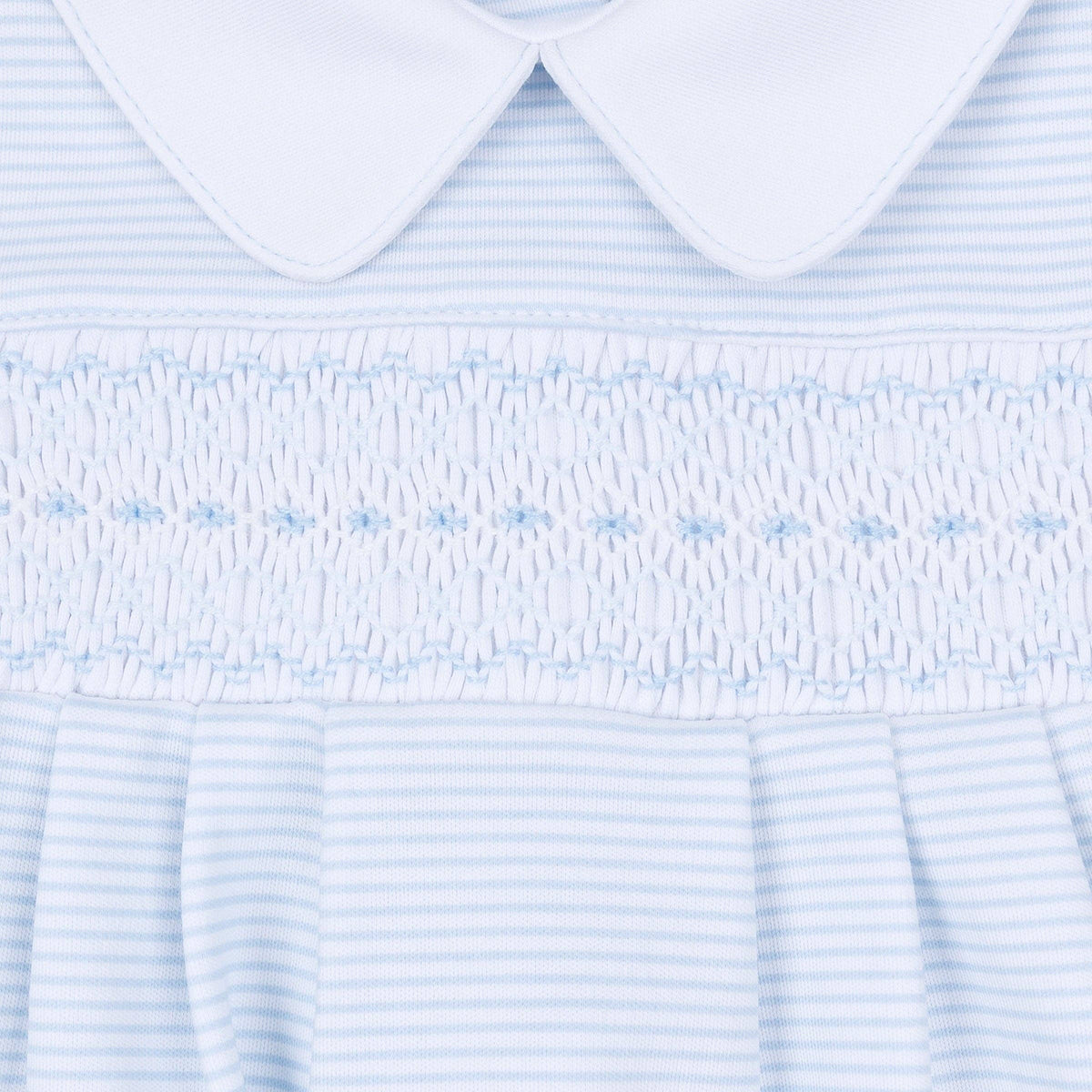 Benjamin Smocked Short Sleeve Bubble - Light Blue Magnolia Baby