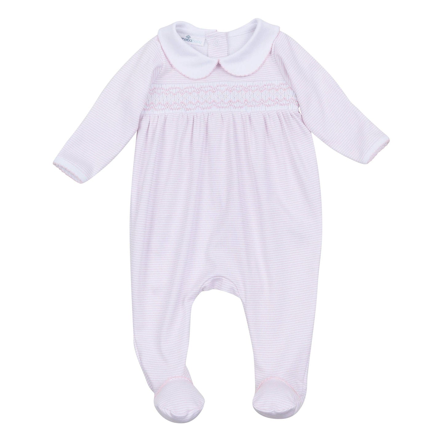Mini Stripes Smocked Footie - Pink Magnolia Baby