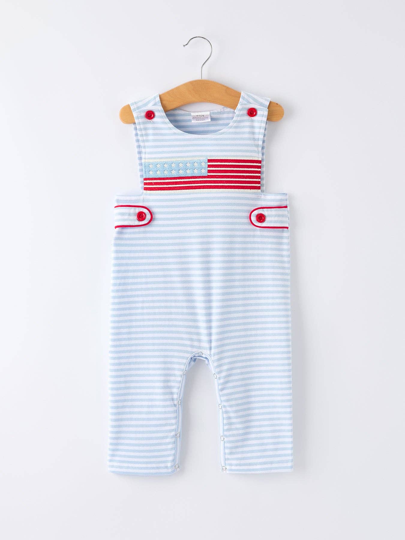 4th of July Stripe Blue Boys Romper Rylee Faith Designs