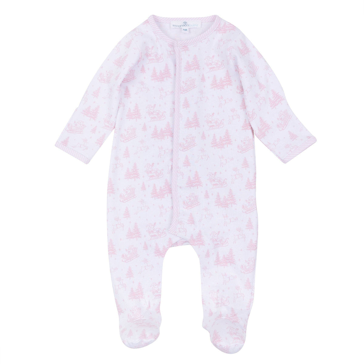 Holiday Toile Footie - Pink Magnolia Baby