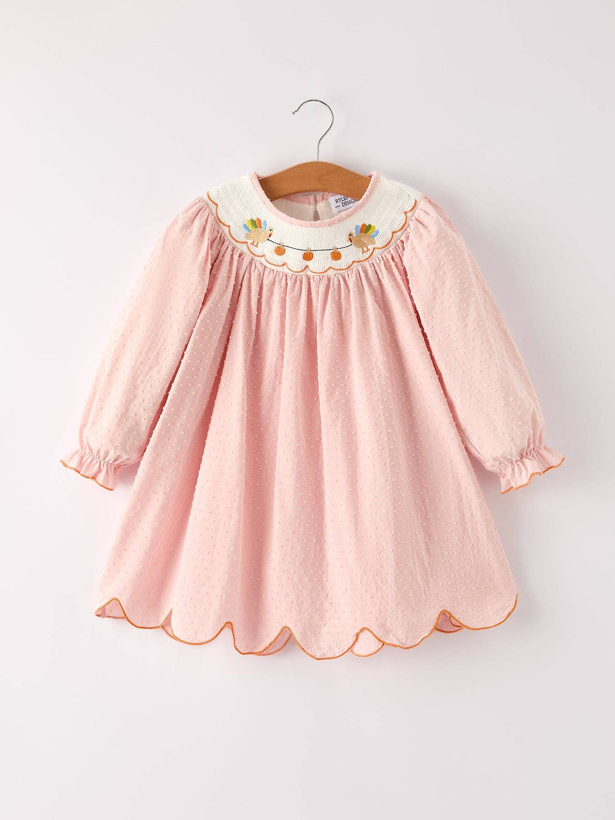 Fall Thanksgiving Chicken Pumpkin Smock Embroidery Baby Girl Rylee Faith Designs