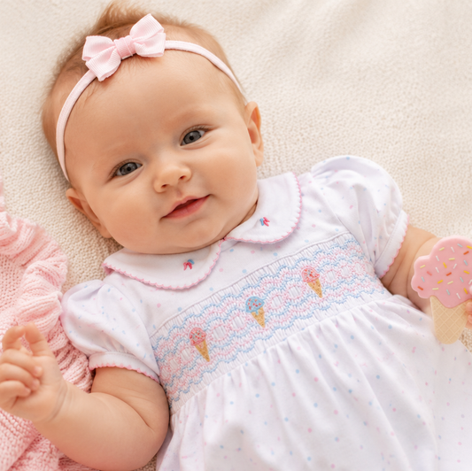 Ice Cream Classics Smocked Collared Bubble Magnolia Baby