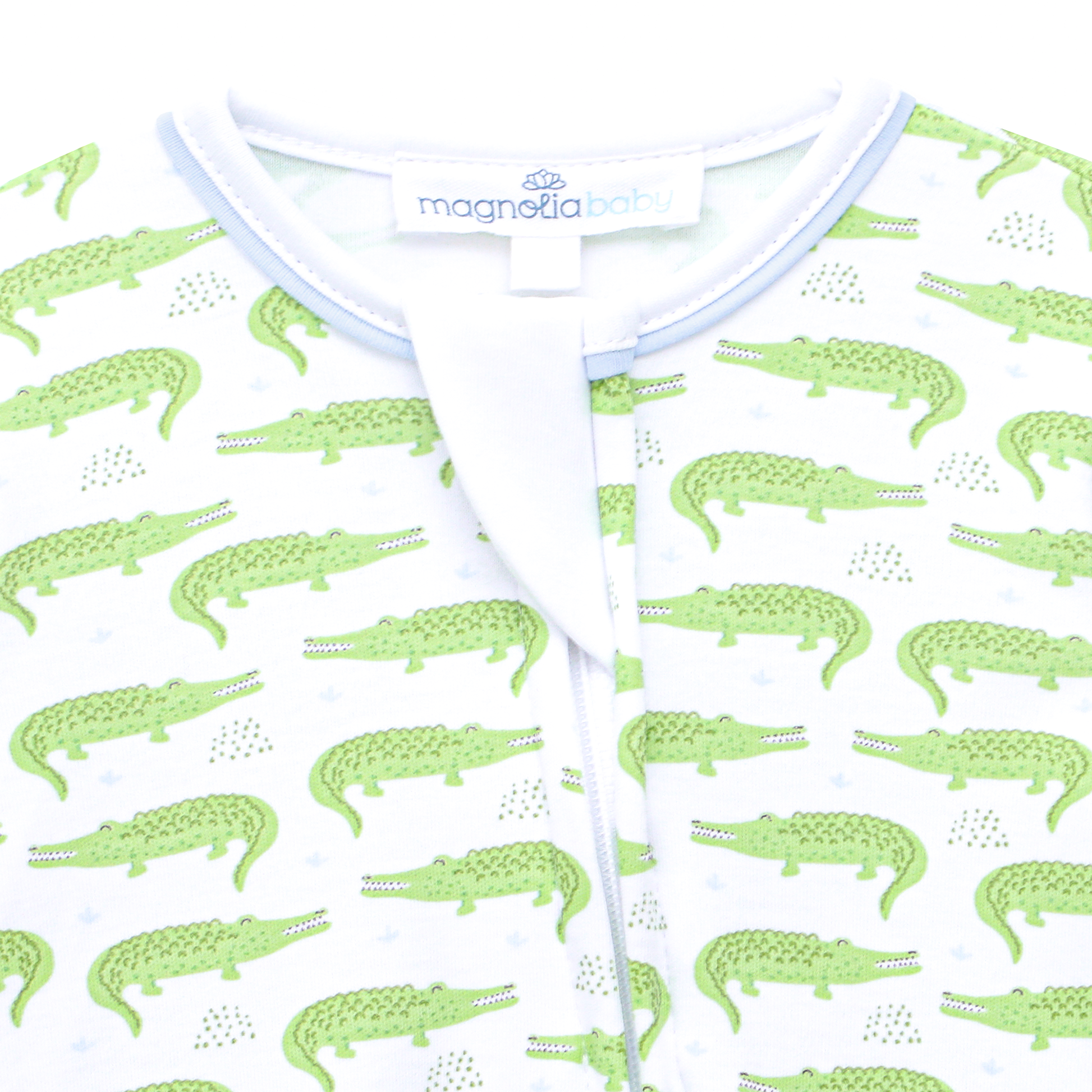 Bayou Baby Print Zip Footie - Light Blue Magnolia Baby