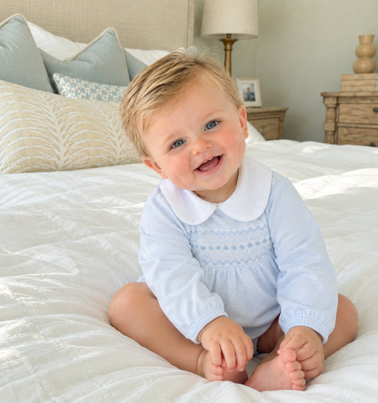 Benjamin Smocked Long Sleeve Bubble Magnolia Baby