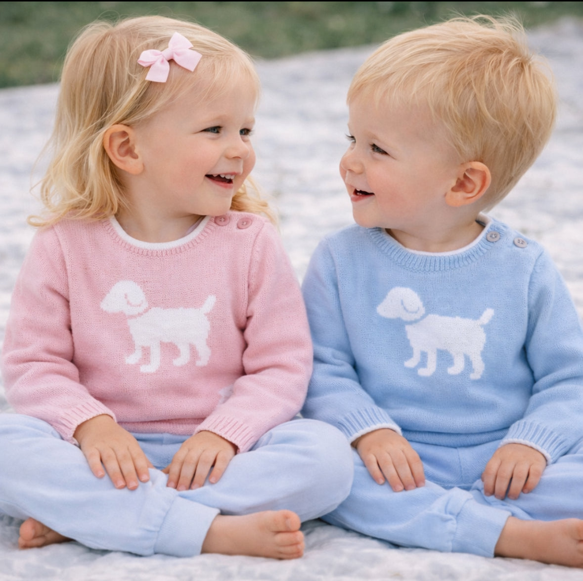 Dog Knit Sweater in Blue
