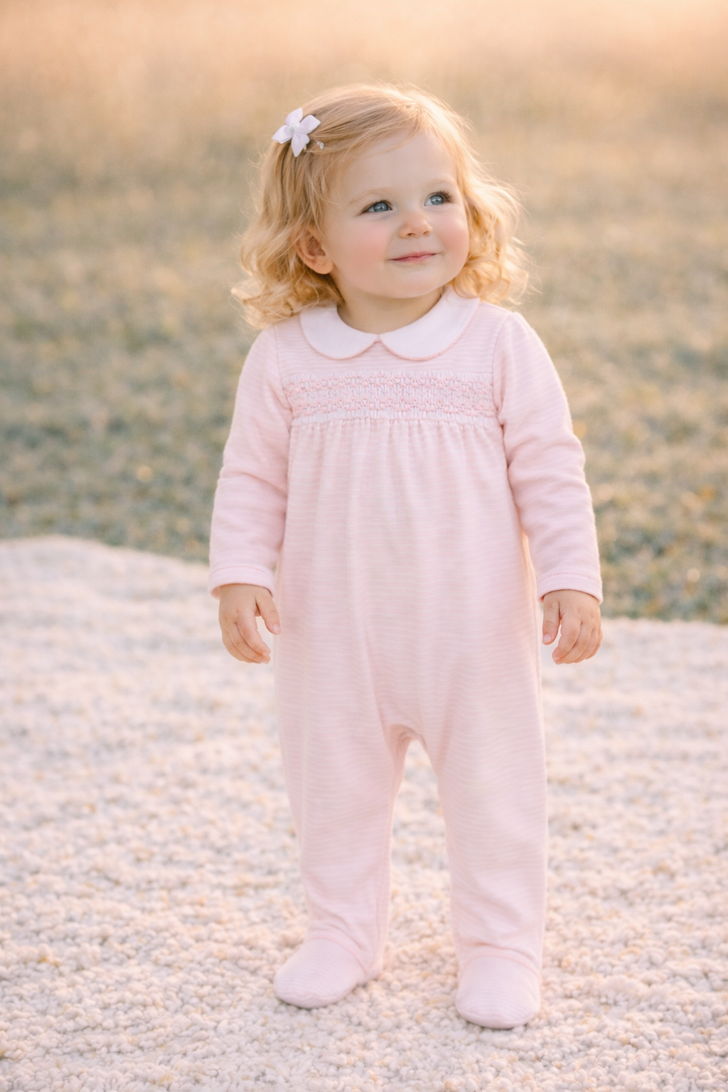 Mini Stripes Smocked Footie - Pink Magnolia Baby
