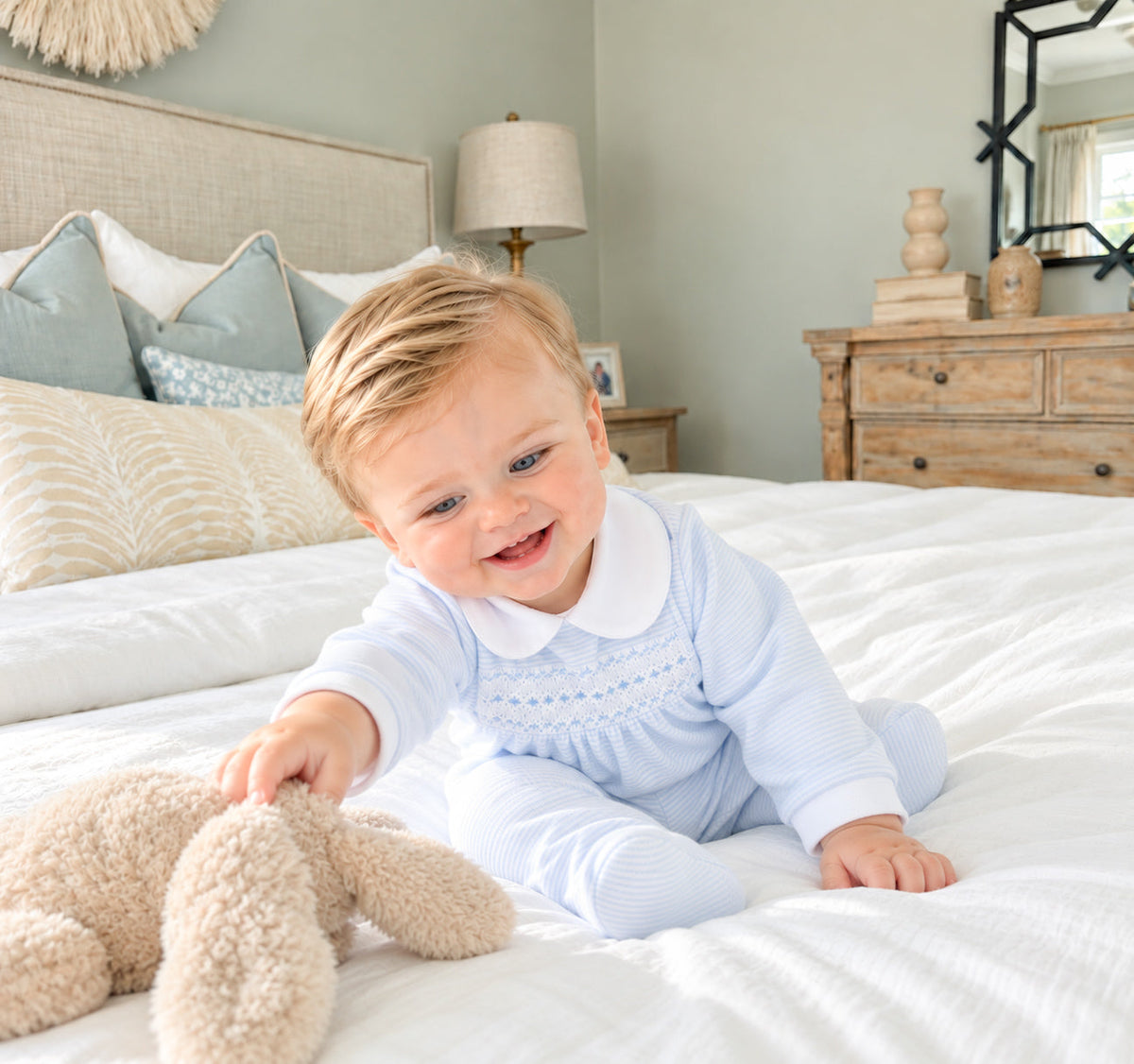 Benjamin Smocked Footie Magnolia Baby