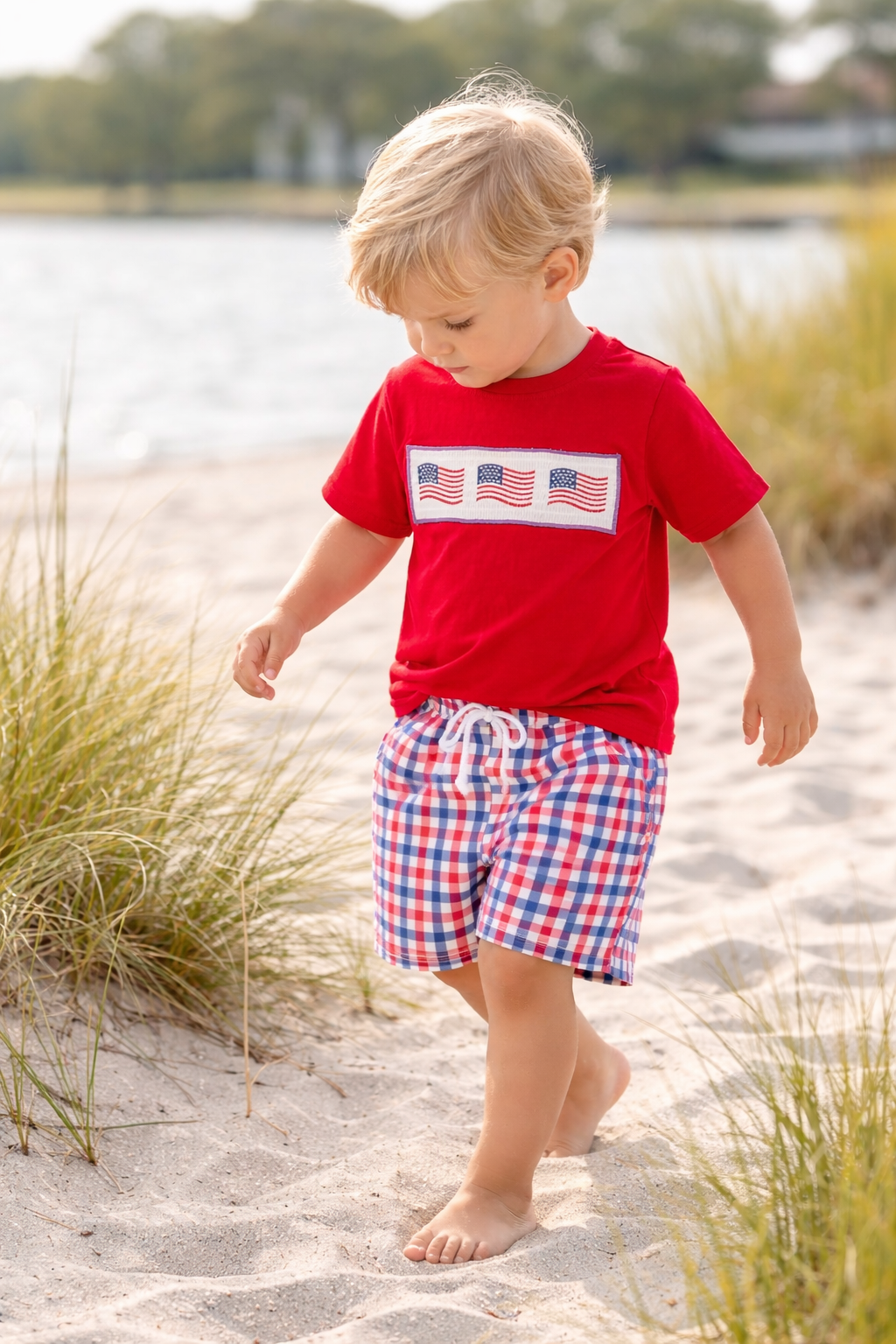 Boys Patriotic Plaid Flag Set Rylee Faith Designs