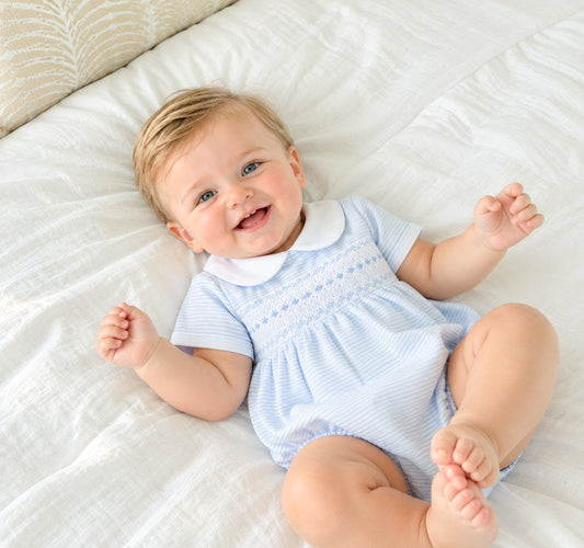 Benjamin Smocked Short Sleeve Bubble Magnolia Baby