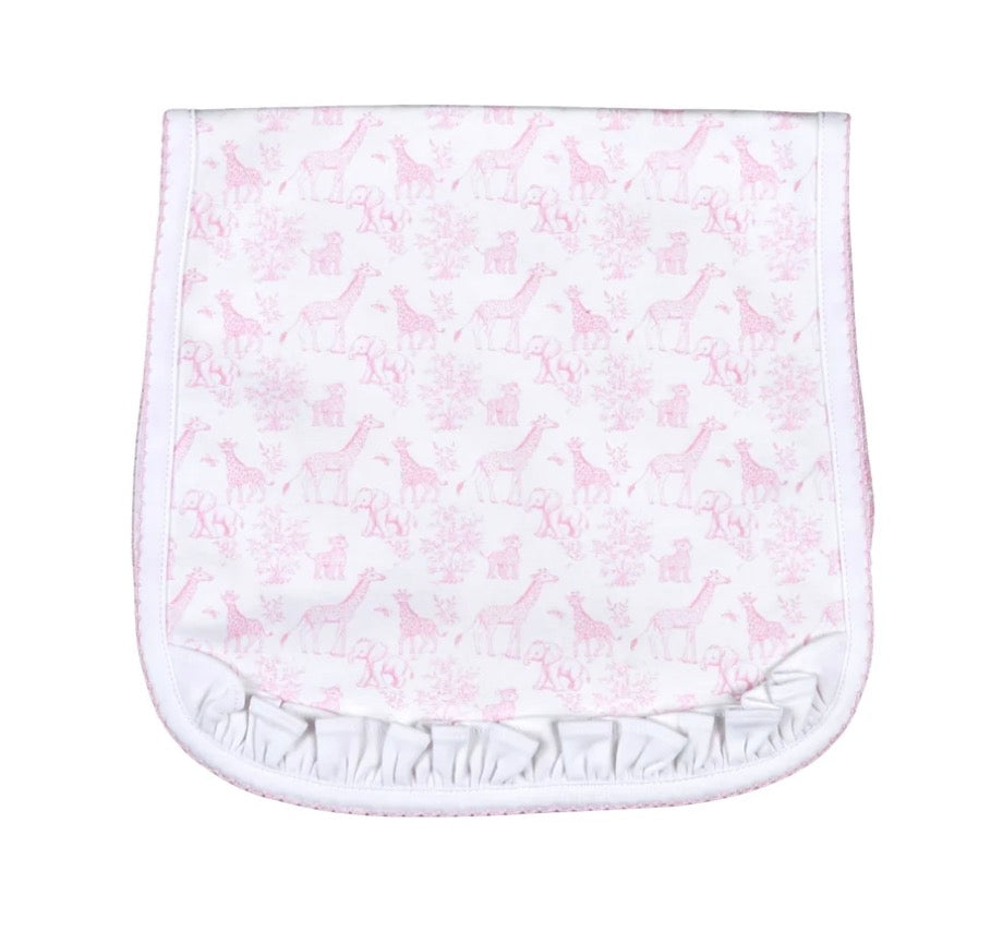 Pink Baby Safari Pima Burping Pad Lowcountry Littlewear