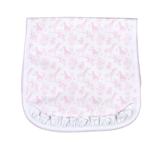 Pink Baby Safari Pima Burping Pad Lowcountry Littlewear
