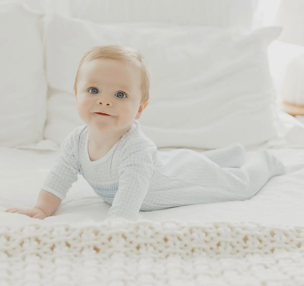 Blue Whispers Smocked Footie Magnolia Baby