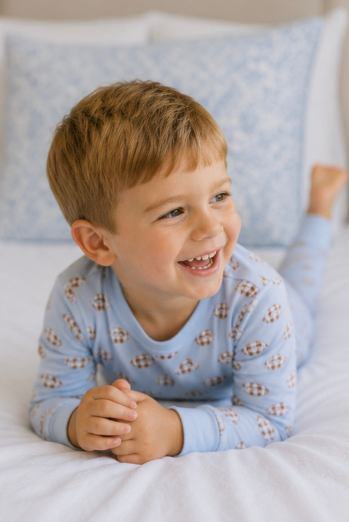 Tiny Tailgater Long Pajamas - Light Blue Magnolia Baby