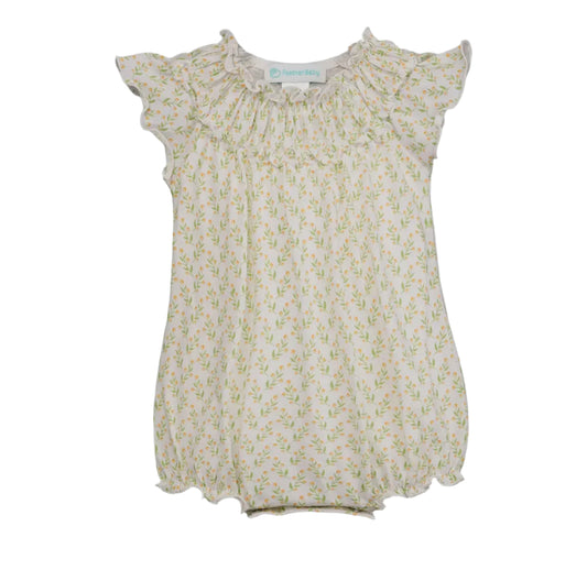 Floral-patterned baby dress on a white background