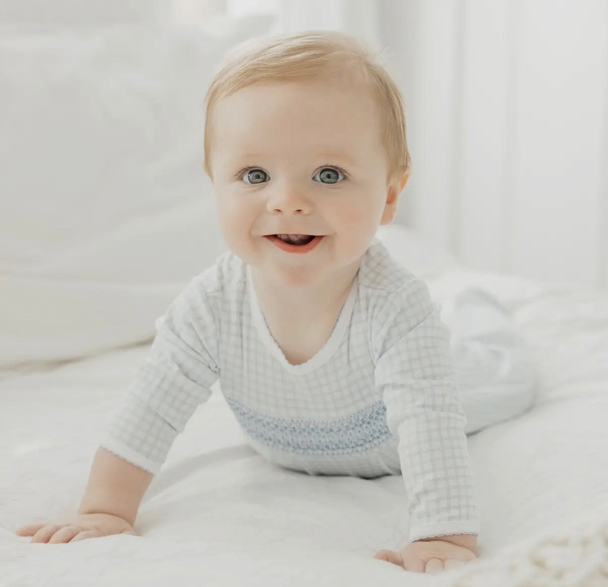 Blue Whispers Smocked Footie Magnolia Baby