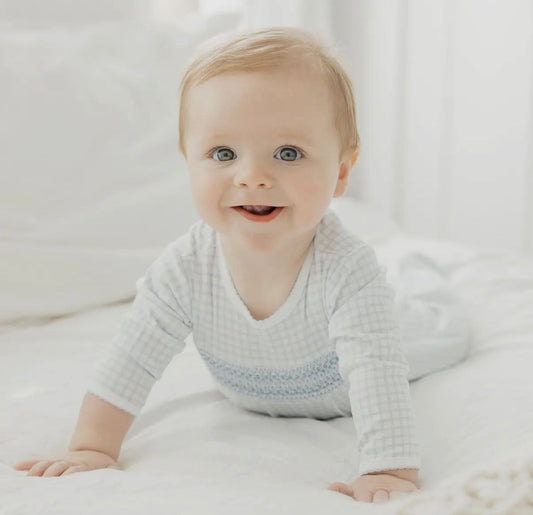 Blue Whispers Smocked Footie Magnolia Baby