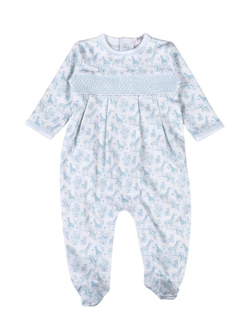 Blue Baby Safari Hand Smocked Footie Lowcountry Littlewear