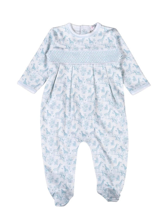 Blue Baby Safari Hand Smocked Footie Lowcountry Littlewear