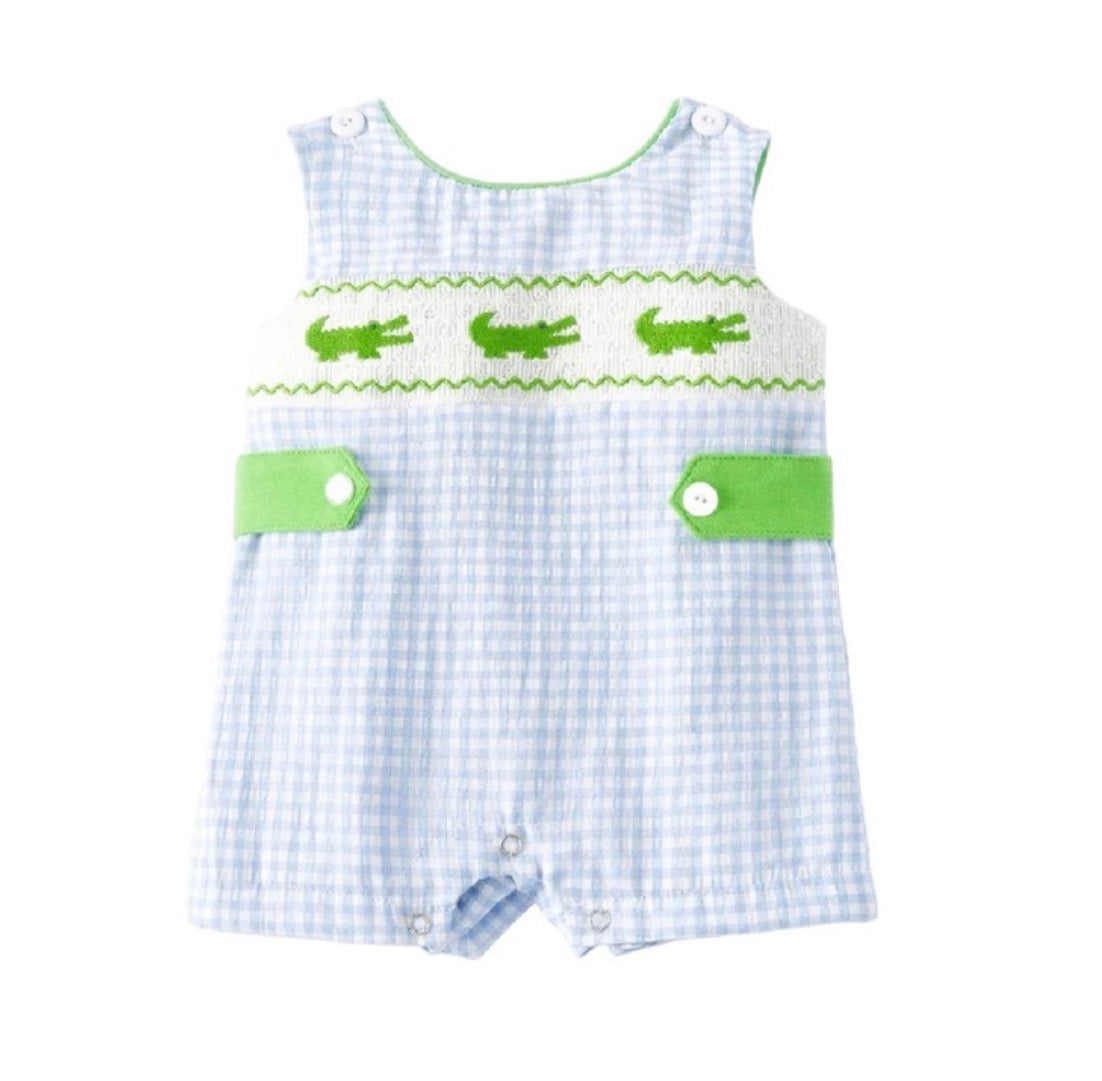 Boys Alligator Smocked Romper Rylee Faith Designs