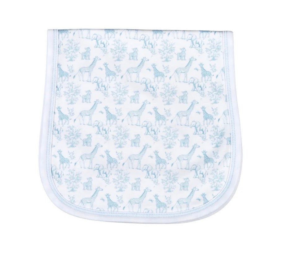 Blue Baby Safari Pima Burping Pad Lowcountry Littlewear