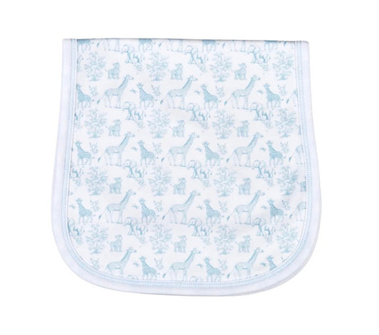 Blue Baby Safari Pima Burping Pad Lowcountry Littlewear