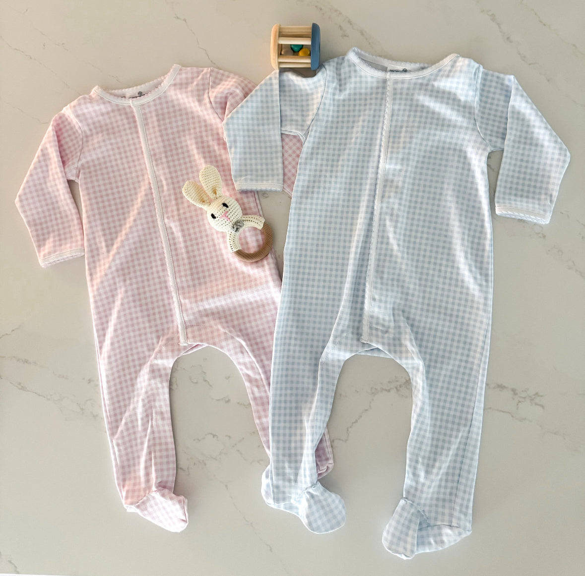 Blue Mini Checks Footie