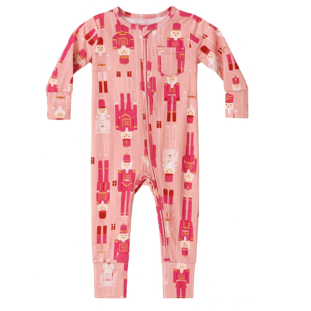 Christmas Pink Nutcracker Zip Romper PB & Grape