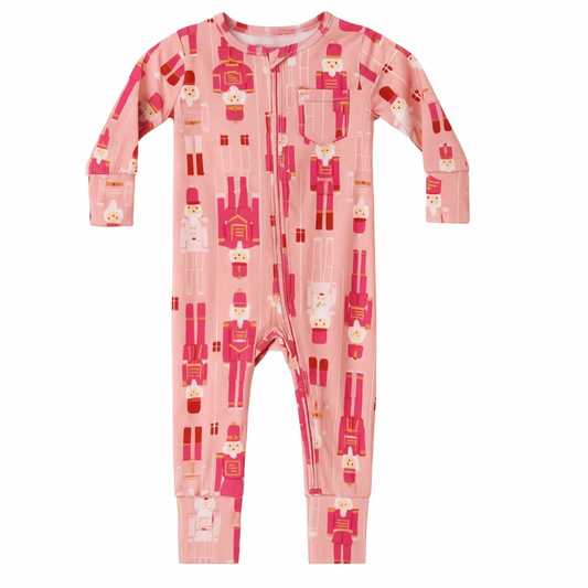 Christmas Pink Nutcracker Zip Romper PB & Grape