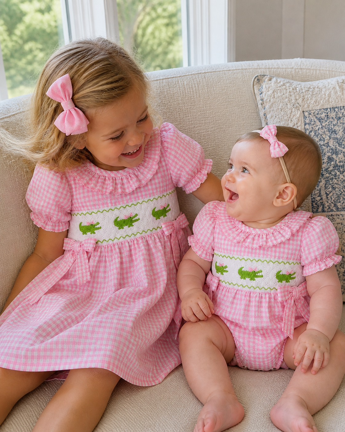 Alligator Smocked Romper Rylee Faith Designs