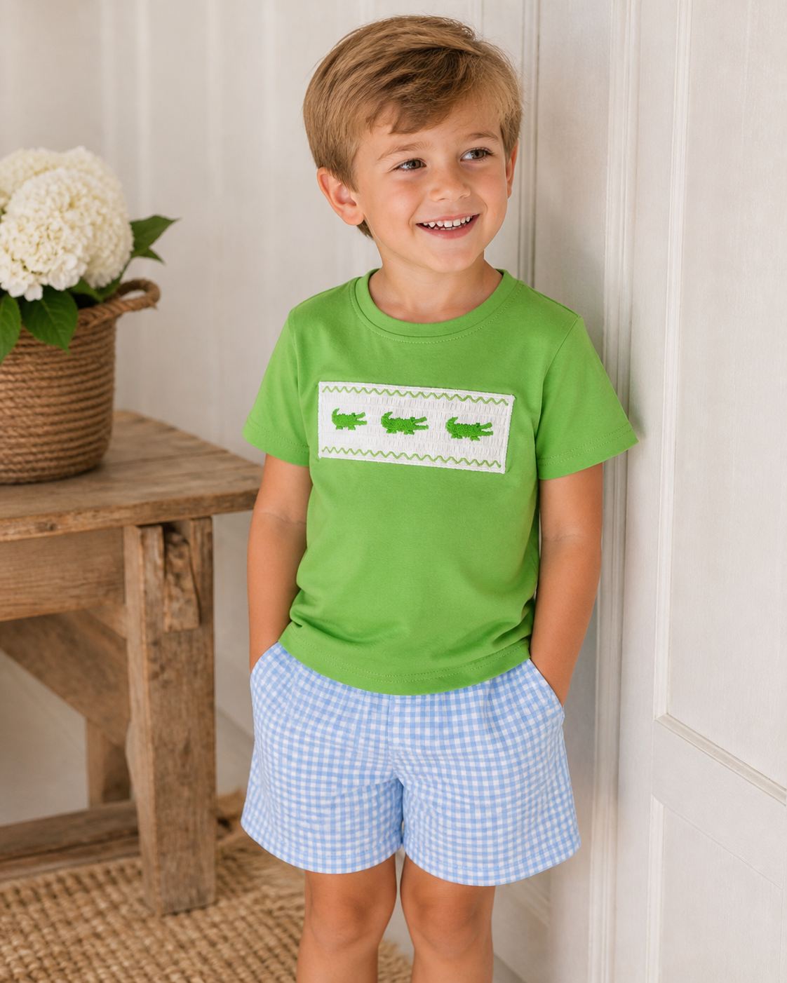 Boys Alligator Plaid Shorts Set Rylee Faith Designs