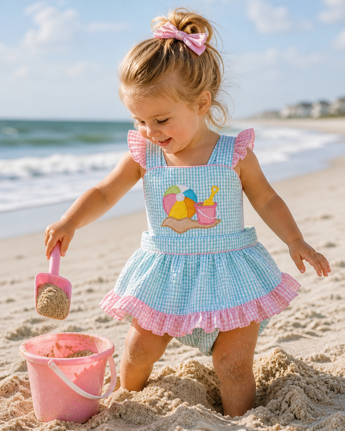 Aqua Seersucker Beach Bubble Petit Ami & Zubels