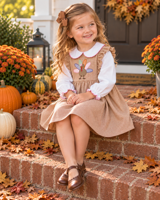 Jumper Dress with Turkey Applique Petit Ami & Zubels