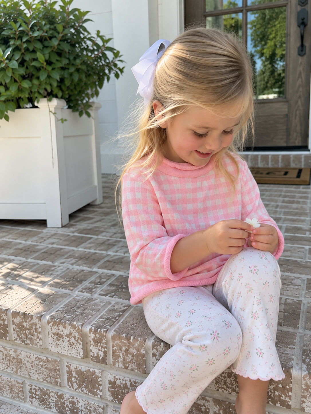 Poppy Gingham Knit Sweater Lowcountry Littlewear
