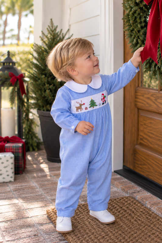 Rudolph Smocked Christmas Longall Petit Ami & Zubels
