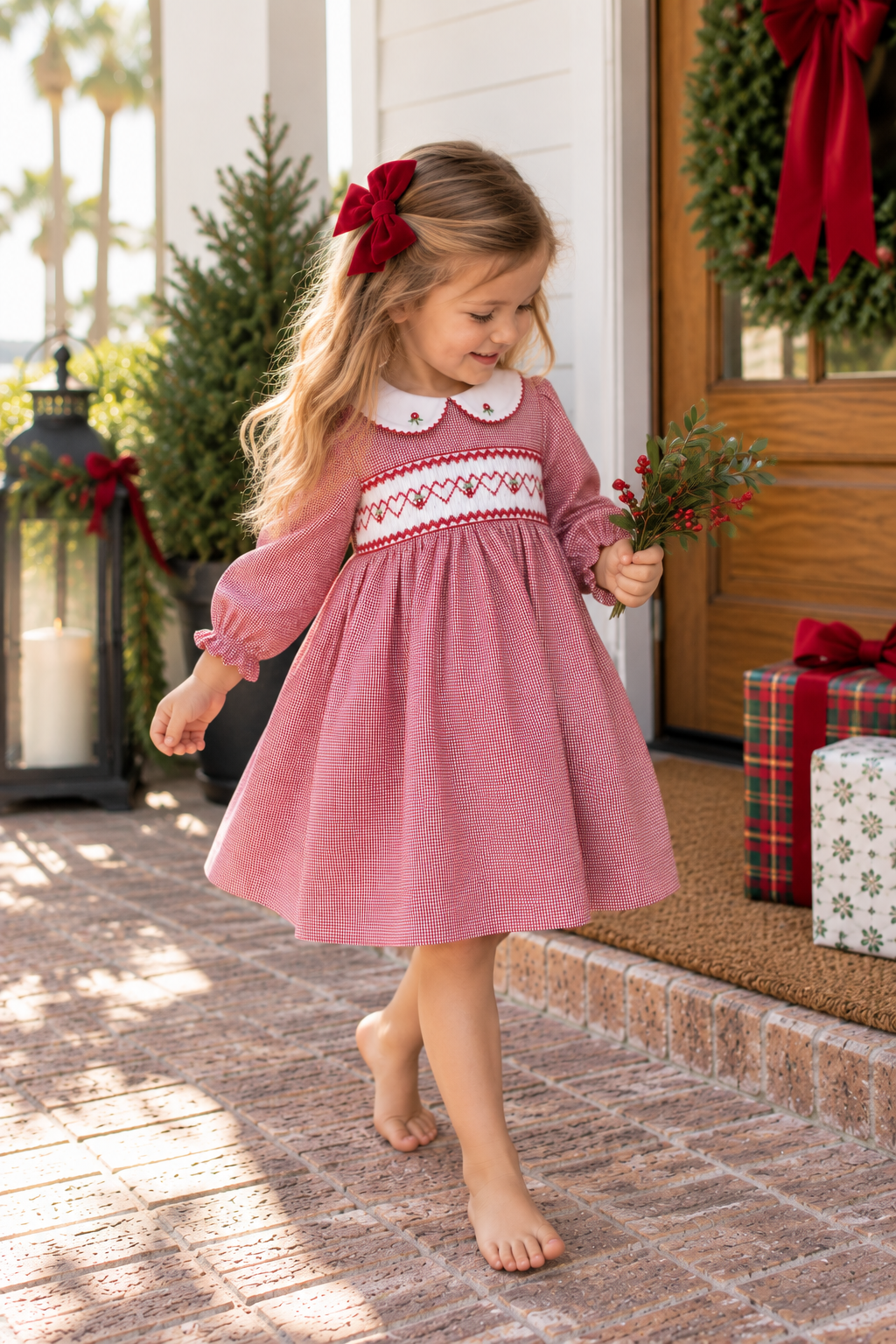 Chrissy Longsleeve Smocked Dress Petit Ami & Zubels
