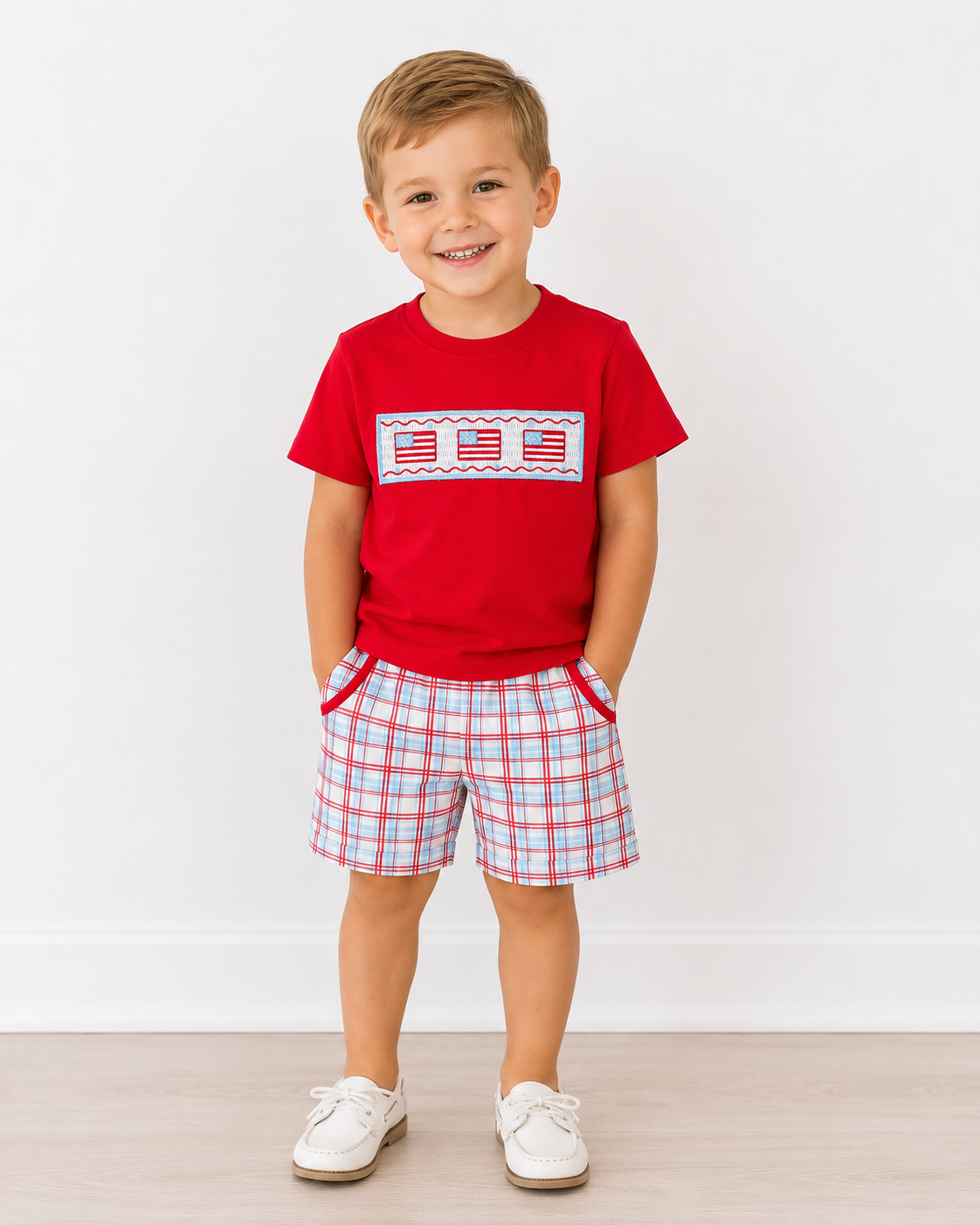 Boys Flag Plaid Set Rylee Faith Designs