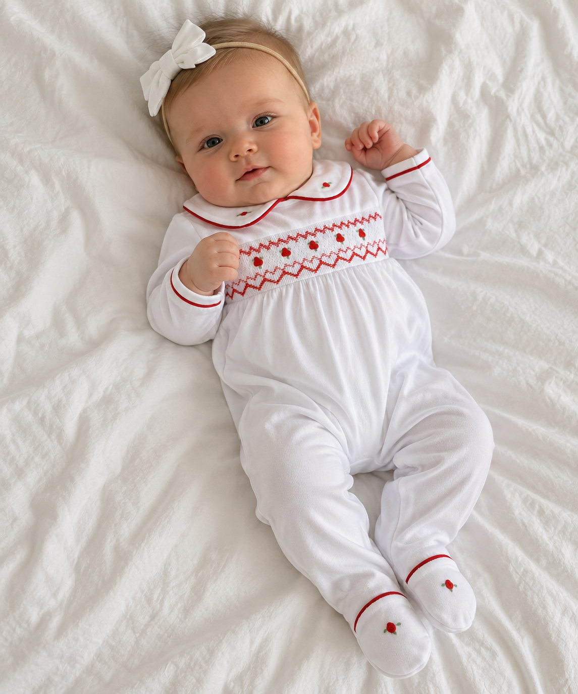 Holly Smocked Footie Magnolia Baby