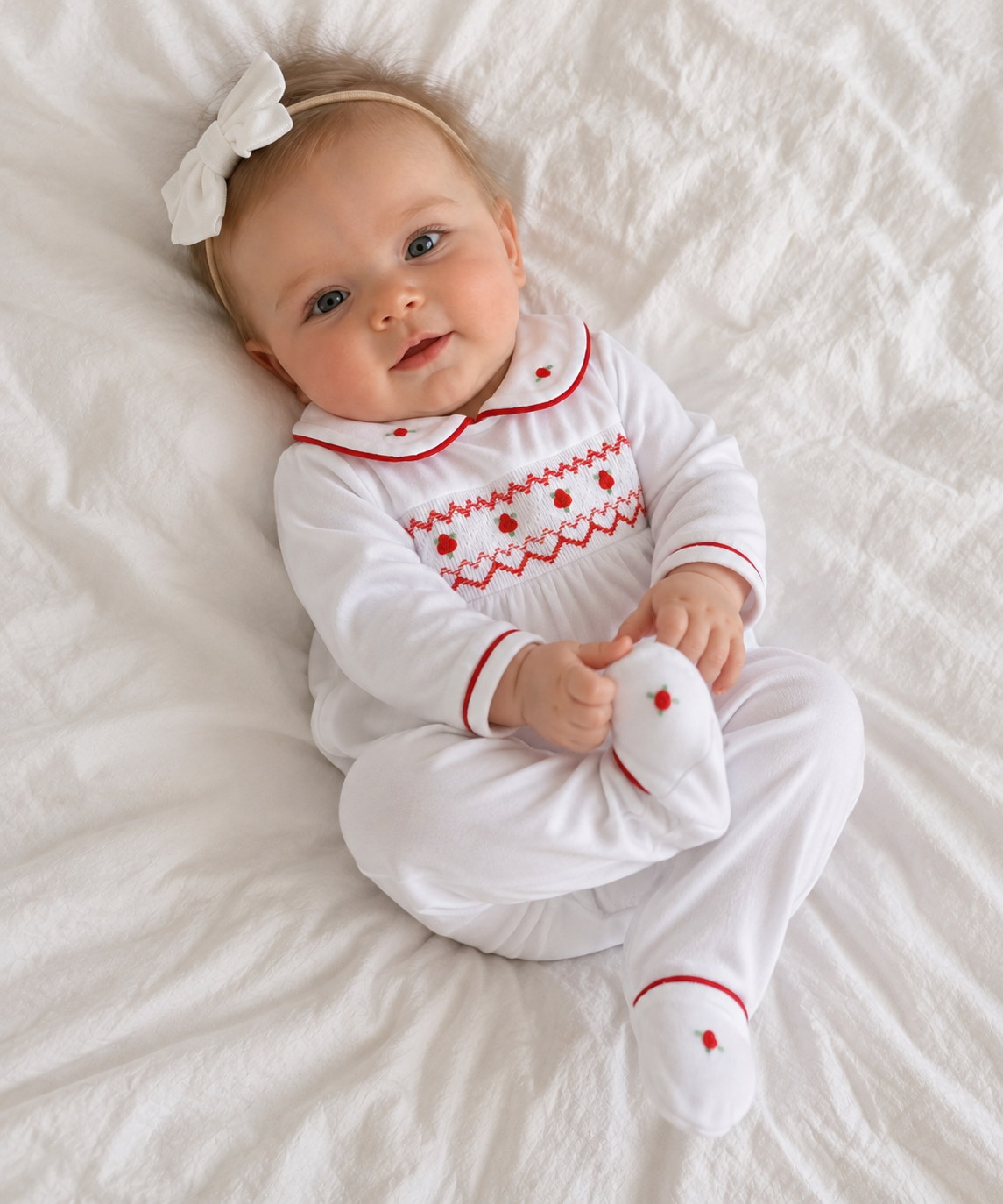 Holly Smocked Footie Magnolia Baby