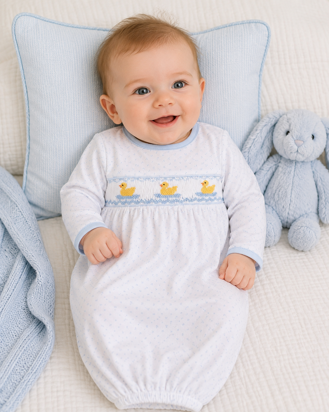 Hand Smocked Duckies Pima Gown Hug Me First