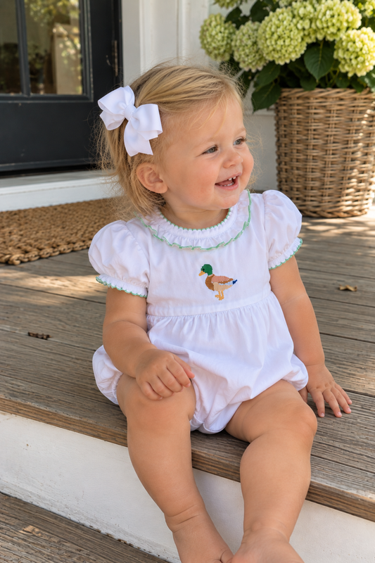 Mallard Moments Hand-Embroidered Girl Bubble Magnolia Baby